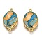 Brass Links Connectors, Long-Lasting Plated, with Enamel, Real 18K Gold Plated, Oval, Colorful, 19x12x3.4mm, Hole: 1.2mm