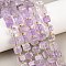 Natural Amethyst Beads Strands, Cube, with Seed Beads, 8~8.5x8x7~8.5mm, Hole: 0.8mm, about 39~40pcs/strand, 15.35~15.83''(39~40.2cm)