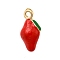 Alloy Enamel Pendants, Golden, Strawberry, 16.5x8.5x7mm, Hole: 1.8mm
