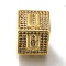 Brass Cubic Zirconia Square European Beads, Cadmium Free & Nickel Free & Lead Free, Initial Letter U, 9.5x9.5x9.5mm, Hole: 6mm