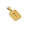 Stainless Steel Pendants, Real 18K Gold Plated, Rectangle, Letter T, 15x12mm