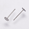 Non-Tarnish 304 Stainless Steel Stud Earring Settings, Flat Pad Earring Post, Flat Round, Stainless Steel Color, Tray: 4mm, 12x4mm, Pin: 0.7mm