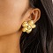 Alloy Flower Stud Earrings, Golden, 60x40mm