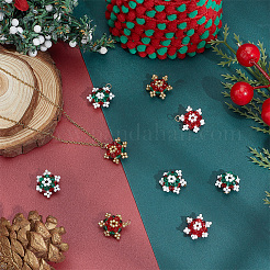 12Pcs 3 Styles Glass Seed Beaded Snowflake Pendants&nbsp;FIND-BBC0004-83
