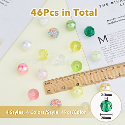 46Pcs 25 Colors Acrylic with ABS Plastic Imitation Pearl with Resin  Round Beads&nbsp;OACR-DC0001-25