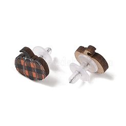 Wood Stud Steel Needle Earrings&nbsp;EJEW-U016-02P-01