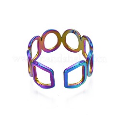 304 Stainless Steel Ring & Rectangle Wrap Cuff Ring&nbsp;RJEW-N038-087