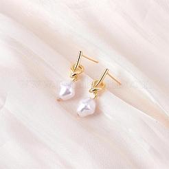Knot with Imitation Pearl Dangle Stud Earrings&nbsp;JE1099A