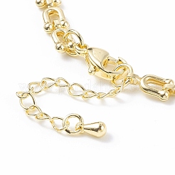 Brass Initial Letter U Link Chain Anklet for Women&nbsp;AJEW-AN00489