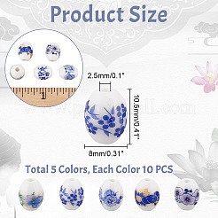 5Bags 5 Colors Handmade Porcelain Beads&nbsp;PORC-AR0001-12