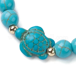 Round Synthetic Turquoise Beaded Stretch Bracelets&nbsp;BJEW-JB10269-04