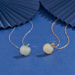 Anti-Tarnish Natural Hetian White Jade Apple Pendant Necklace&nbsp;JN1079A