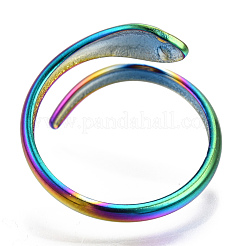 304 Stainless Steel Snake Cuff Ring&nbsp;RJEW-N038-113M