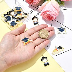 20Pcs 5 Styles Graduation Season Golden Plated Alloy Enamel Pendants&nbsp;ENAM-CJ0006-14