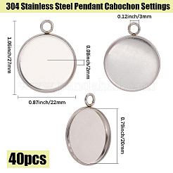40Pcs 304 Stainless Steel Pendant Cabochon Settings&nbsp;STAS-BBC0008-44P