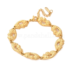 304 Stainless Steel Textured Link Bracelets for Women&nbsp;BJEW-D303-01G