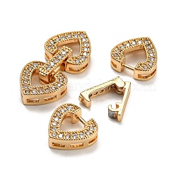 Brass Micro Pave Clear Cubic Zirconia Clasps&nbsp;KK-D048-03G
