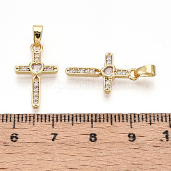 Brass Micro Pave Cubic Zirconia Pendants&nbsp;KK-T070-77G
