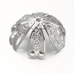 Tarnish Resistant 6-Petal 304 Stainless Steel Flower Bead Caps&nbsp;STAS-F094-09P
