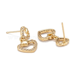 Heart Sparkling Cubic Zirconia Dangle Stud Earrings for Girl Women&nbsp;EJEW-H126-17G