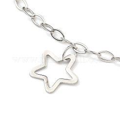 Non-Tarnish 304 Stainless Steel Cable Chain Hollow Charm Bracelets&nbsp;BJEW-P334-10C-P
