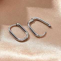 Non-Tarnish 304 Stainless Steel Oval Hoop Earrings&nbsp;EJEW-M218-02A-P