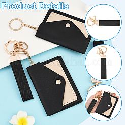 2Pcs Rectangle PVC Leather Card Bags with 2Pcs Fiber Alloy Keychains and Screwdrivers&nbsp;ABAG-SC0001-04