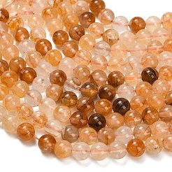 Natural Yellow Hematoid Quartz/Golden Healer Quartz Beads Strands&nbsp;G-F820-K03-8mm