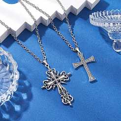 2Pcs 2 Styles Alloy Cross Pendant Necklaces&nbsp;NJEW-JN05116