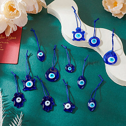 16Pcs 8 Styles Handmade Lampwork Evil Eye Pendants Decorations&nbsp;HJEW-TA0001-17