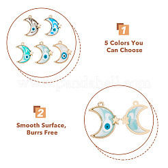 30Pcs 5 Colors Alloy Enamel Pendants&nbsp;ENAM-HY0001-05