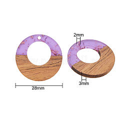 Transparent Resin & Walnut Wood Pendants&nbsp;RESI-CJ0001-73