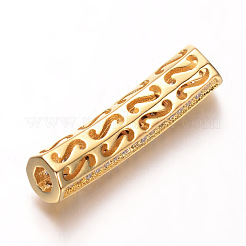 Brass Micro Pave Cubic Zirconia Tube Beads&nbsp;ZIRC-M101-03-FF