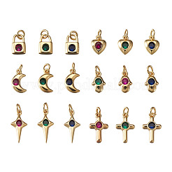 Brass Micro Pave Cubic Zirconia Charms&nbsp;ZIRC-TA0001-15G