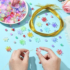 DIY Round Flower Acrylic Beads Jewelry Making Kits&nbsp;DIY-CJ0002-82
