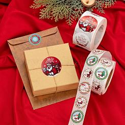 6 Rolls 4 Style Flat Round Christmas Theme Tag Stickers&nbsp;DIY-LS0003-50