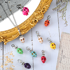 20PCS Skull Synthetic Howlite Pendant Decorations&nbsp;HJEW-SC0001-41