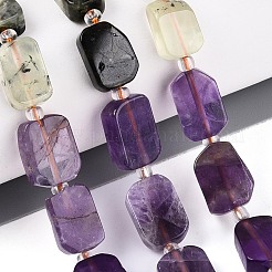 Natural Lapis Lazuli & Amethyst & Rose Quartz & Amazonite & Prehnite & Strawberry Quartz & Sunstone 7 Chakra Beads Strands&nbsp;G-T138-26A-08