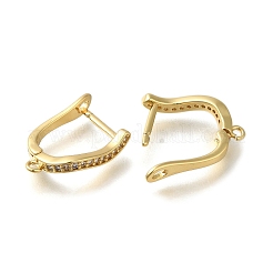 Rack Plating Brass Micro Pave Cubic Zirconia Hoop Earring Findings&nbsp;EJEW-H143-09G