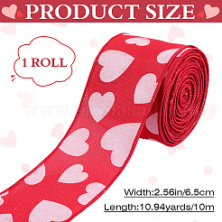 10M Valentine's Day Polyester Heart Printed Ribbon&nbsp;SRIB-CY0001-01A