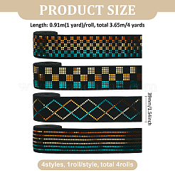 4 Yards 4 Styles Flat Polyester Elastic Cord with Laser Tartan/Stripe/Rhombus Paillettes&nbsp;OCOR-FG0002-81