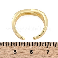 Rack Plating Brass Micro Pave Cubic Zirconia Cuff Rings&nbsp;RJEW-M028-60G