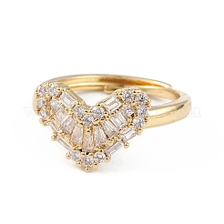 Clear Cubic Zirconia Heart Adjustable Ring&nbsp;RJEW-L100-024G