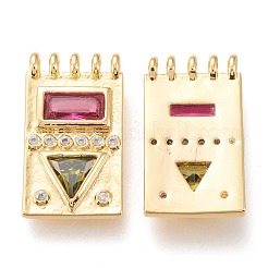 Brass Micro Pave Cubic Zirconia Pendants&nbsp;X-ZIRC-I044-13G