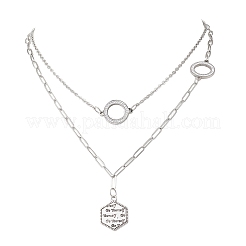 Tarnish Resistant 304 Stainless Steel Ring Link Chain Double Layer Necklaces & Bracelets Sets&nbsp;SJEW-JS01324