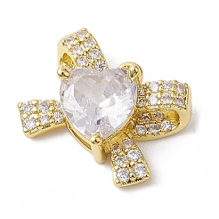 Rack Plating Brass Micro Pave Clear Cubic Zirconia Pendants&nbsp;KK-H463-10G-01