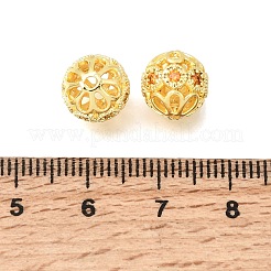 Brass Micro Pave Clear Cubic Zirconia Beads&nbsp;KK-C258-07G