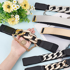 6Pcs 6 Style Polyester Elastic Belt with Iron Quick Link Chains&nbsp;AJEW-CP0005-13