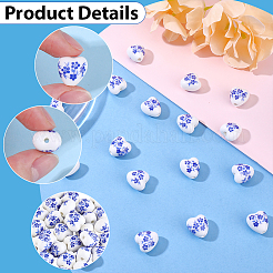 60Pcs Floral Printed Porcelain Beads&nbsp;PORC-SC0001-30B