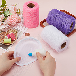 3 Rolls 3 Colors Polyester Mesh Fabric&nbsp;AJEW-FG0004-15